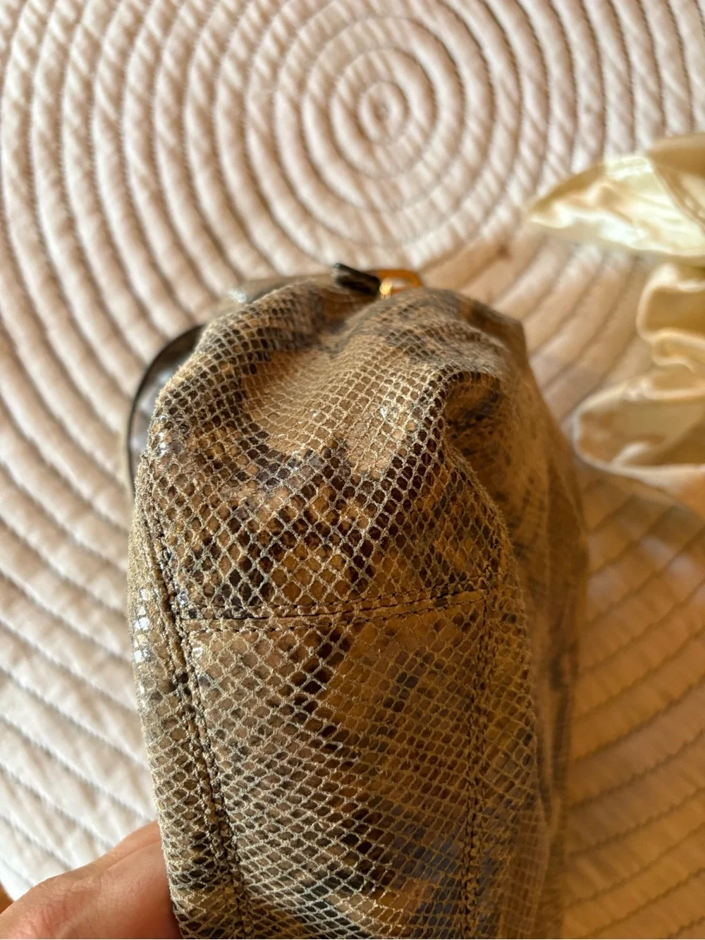 Michael Kors Metallic Gold Snake-Print Hobo